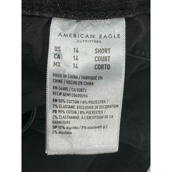 American Eagle Women's Kick Boot Crop Black Denim Jeans - Size 14 Short (34x24) - Picture 6 of 6
